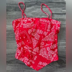 Western beautiful red cropped tank